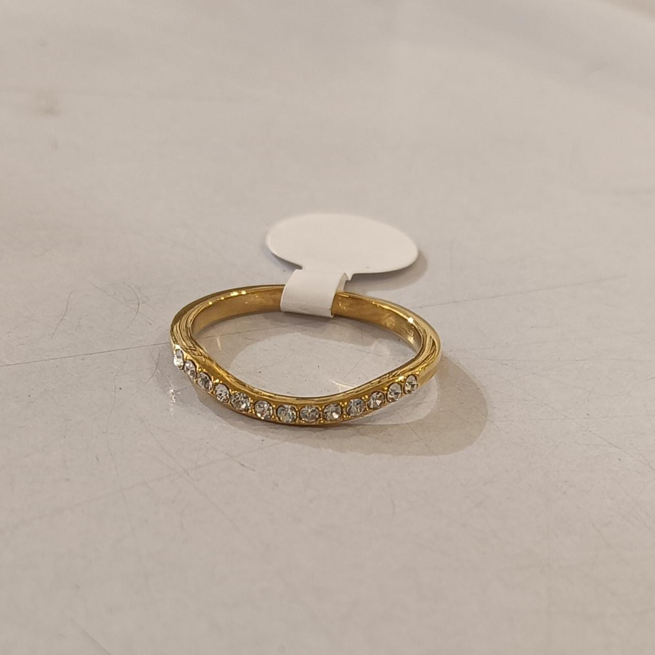 AD Studded Gold Curve Ring