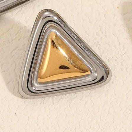 Dual Tone Triangle Brooch