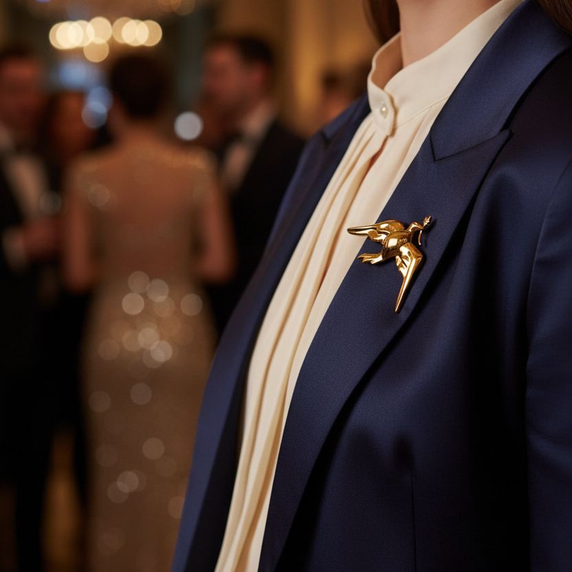 18k Gold Plated Bird Brooch