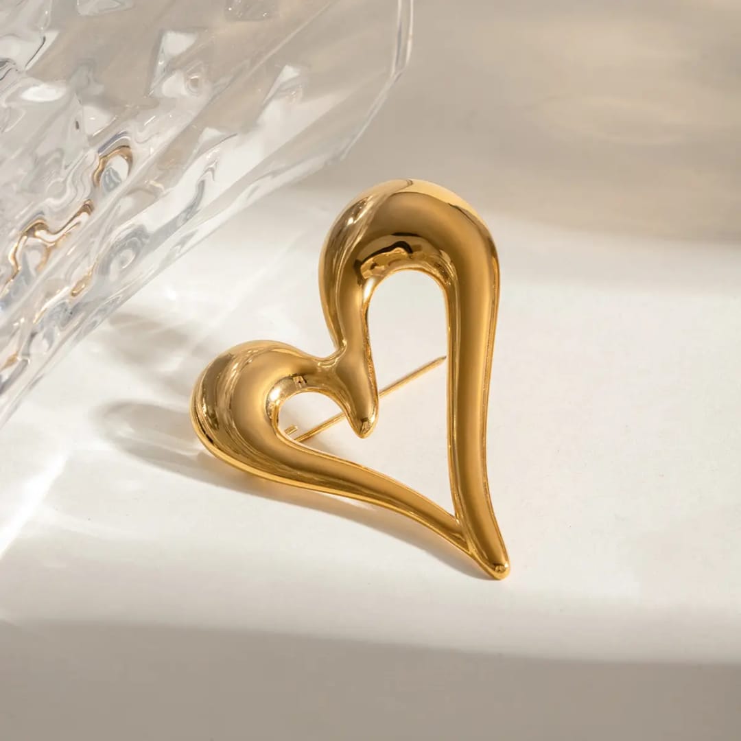18k Gold Plated Heart Brooch