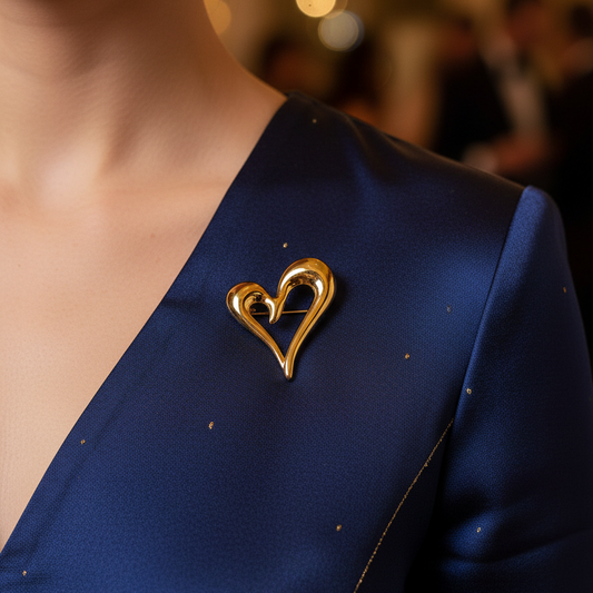 18k Gold Plated Heart Brooch