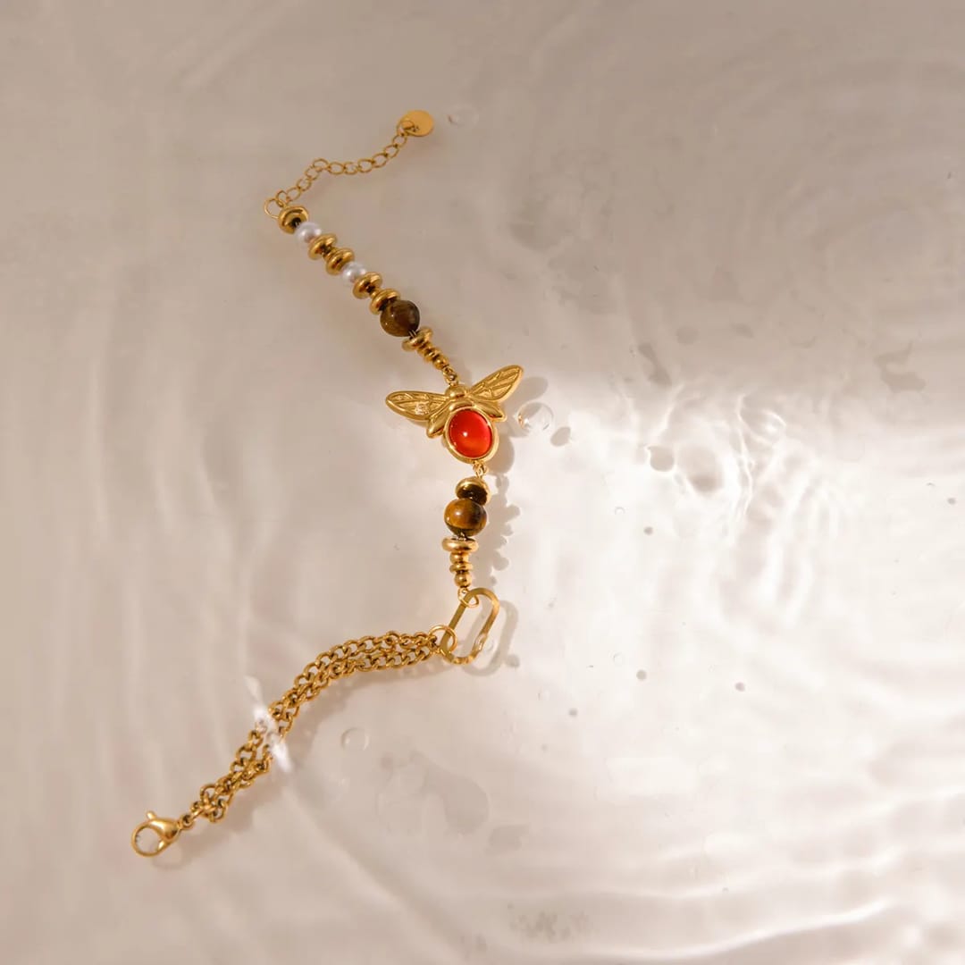 Orange Butterfly Chain Bracelet