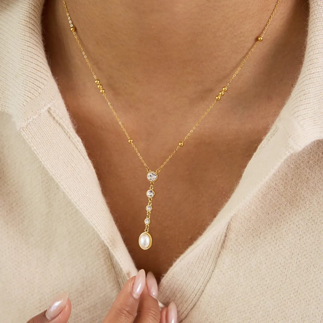 Pearl Drop Chain Necklace
