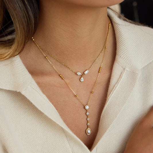 3 Stone Chain Necklace