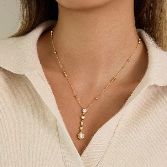 Pearl Drop Chain Necklace