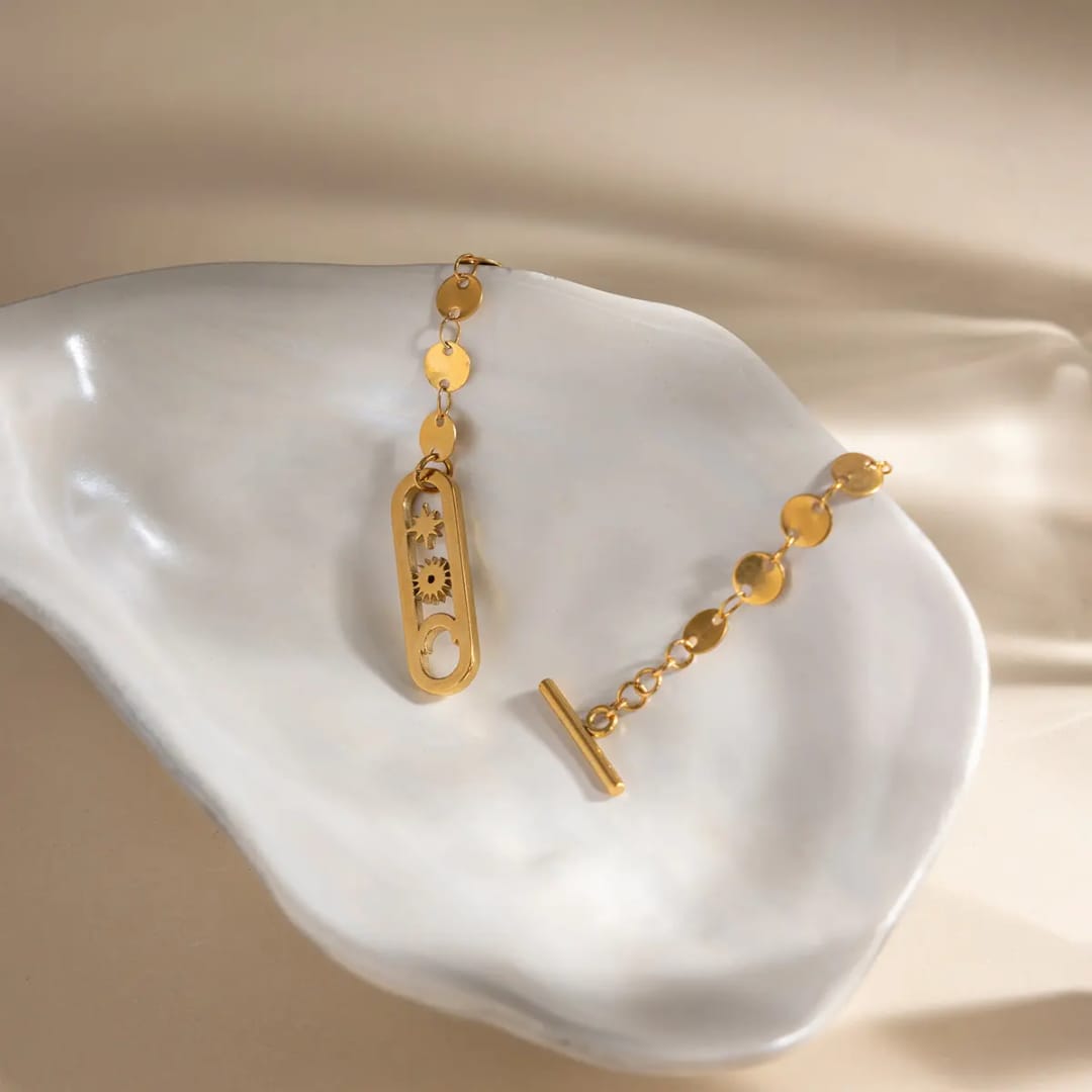 18k Gold Coins Chain Bracelet