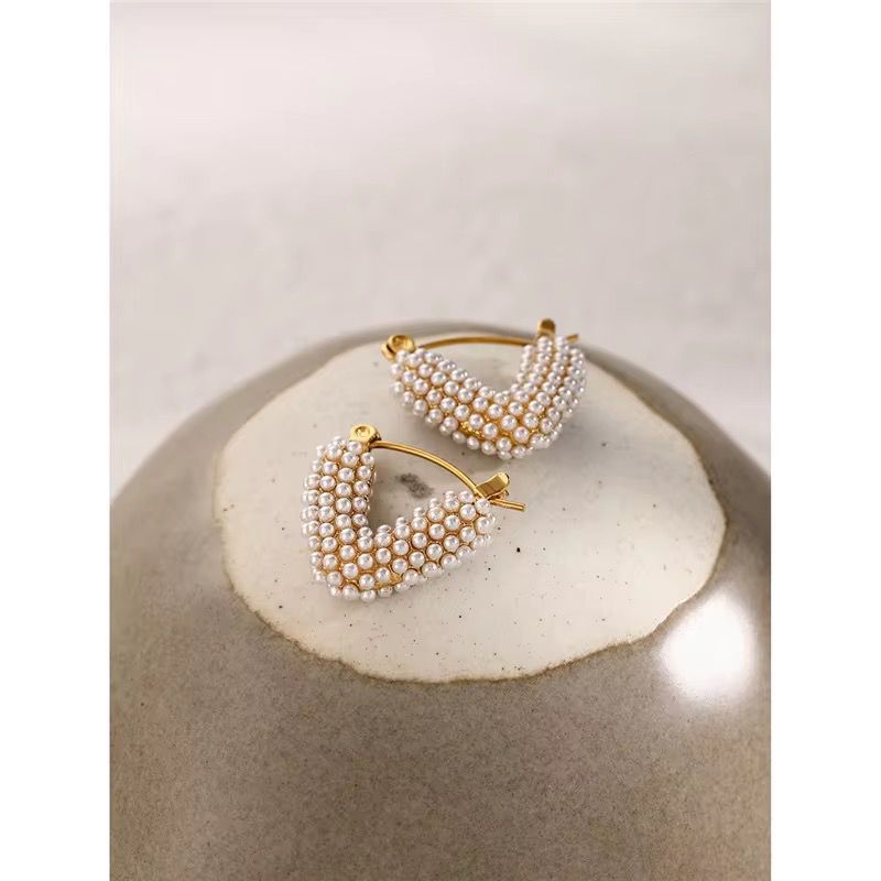 Pearl Heart Hoops Earring