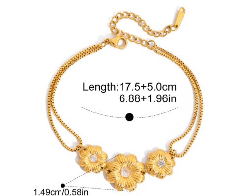 18k Gold Flower Chain Bracelet
