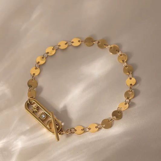 18k Gold Coins Chain Bracelet