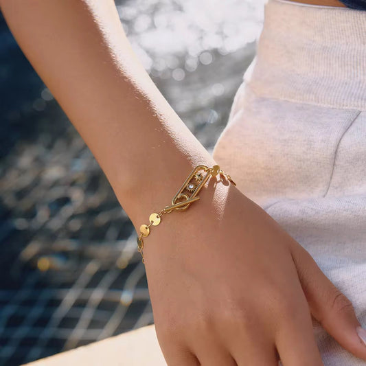 18k Gold Coins Chain Bracelet