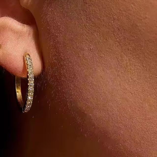 AD Studded Hoop Earrings