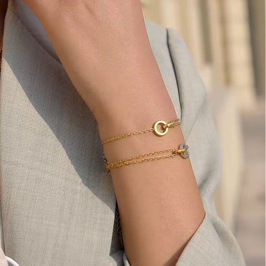18k Gold Ring Chain Bracelet