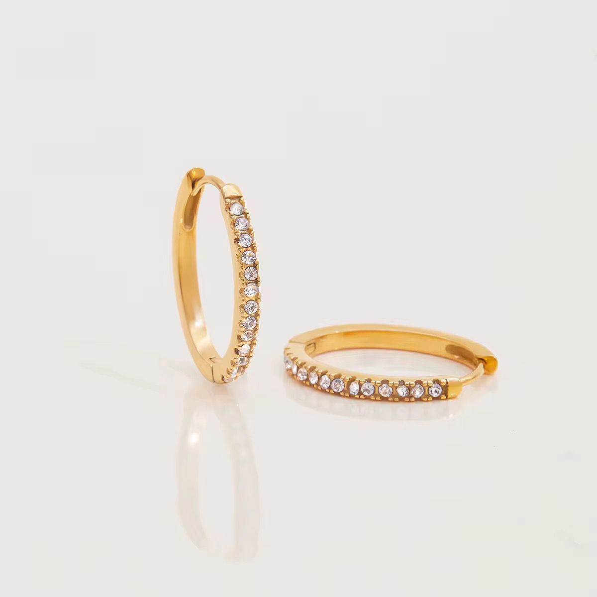 AD Studded Hoop Earrings