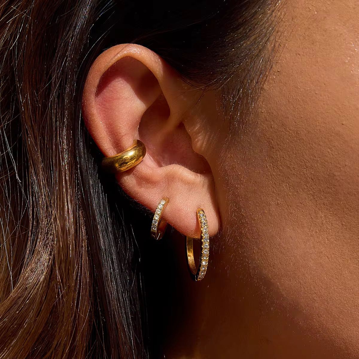 AD Studded Hoop Earrings