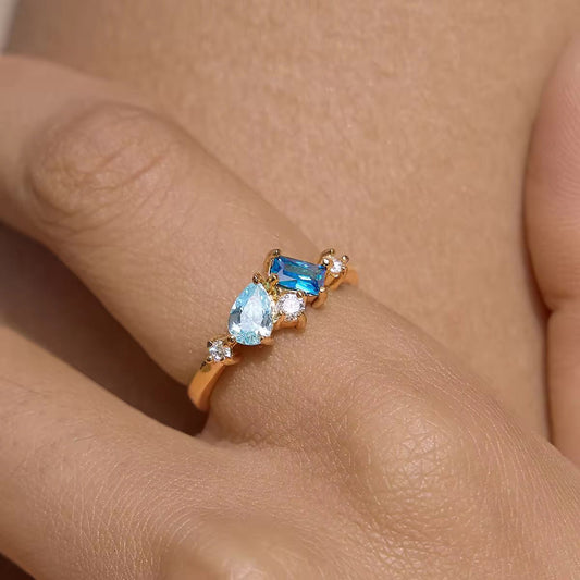 Aqua Blue Diamond Ring