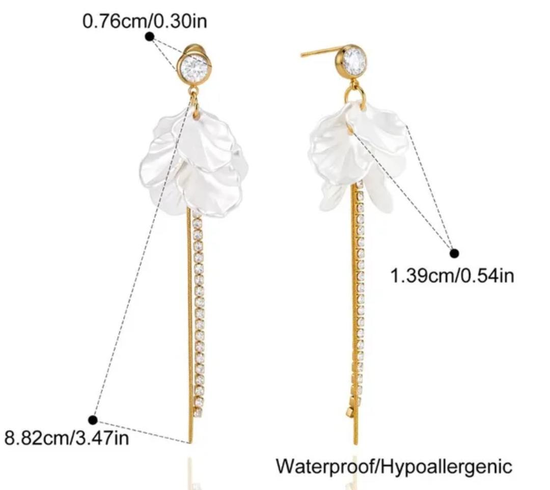Flower Petal Tennis Drop Earring