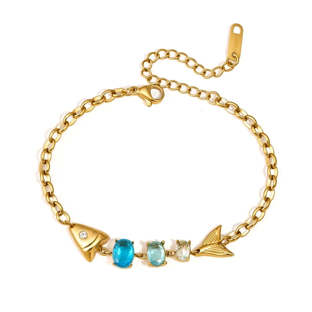 Blue Stone Fish Chain Bracelet
