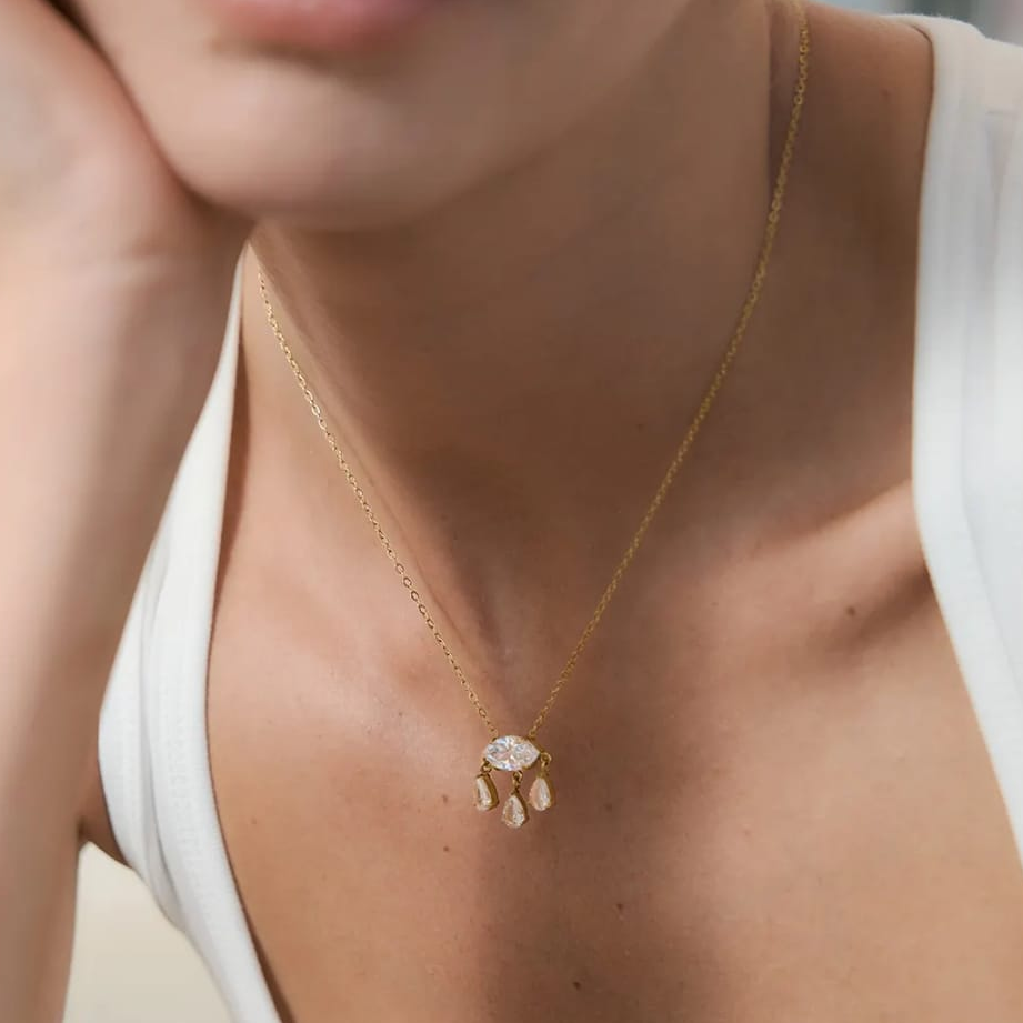 Stone Evil Eye Chain Necklace