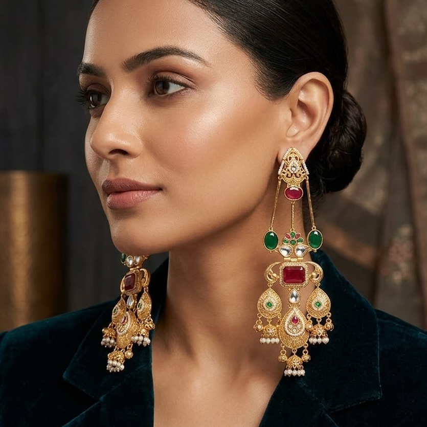 Kavita Statement Kashmiri Earrings