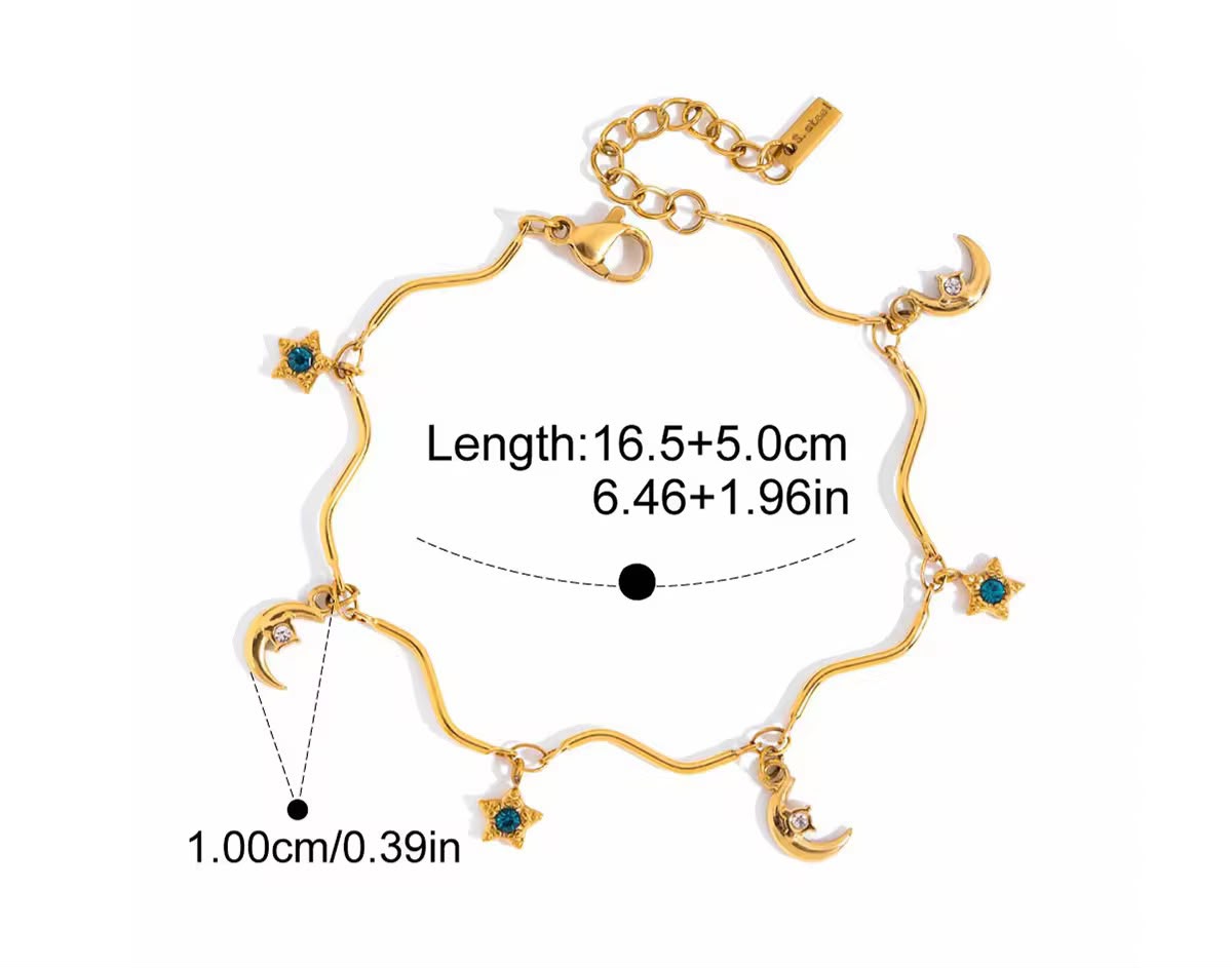 Star Moon Wavy Chain Bracelet