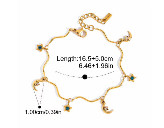 Star Moon Wavy Chain Bracelet