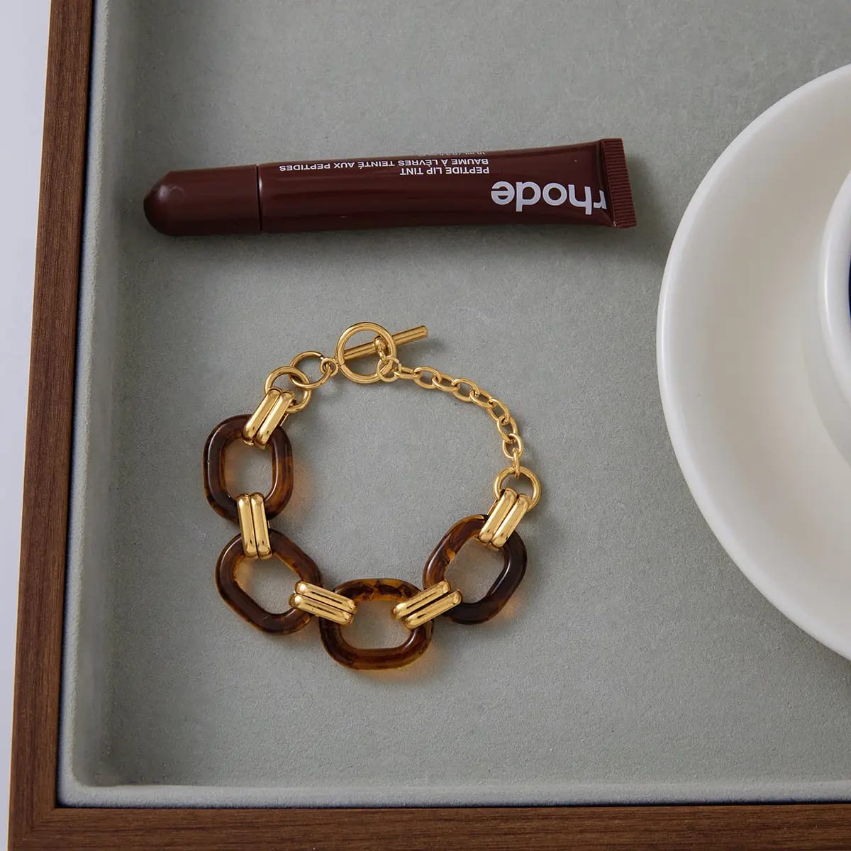 Brown Acrylic Gold Bracelet
