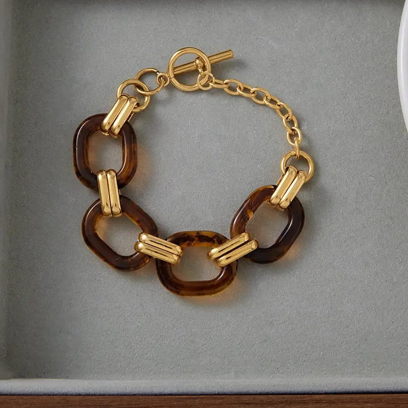 Brown Acrylic Gold Bracelet