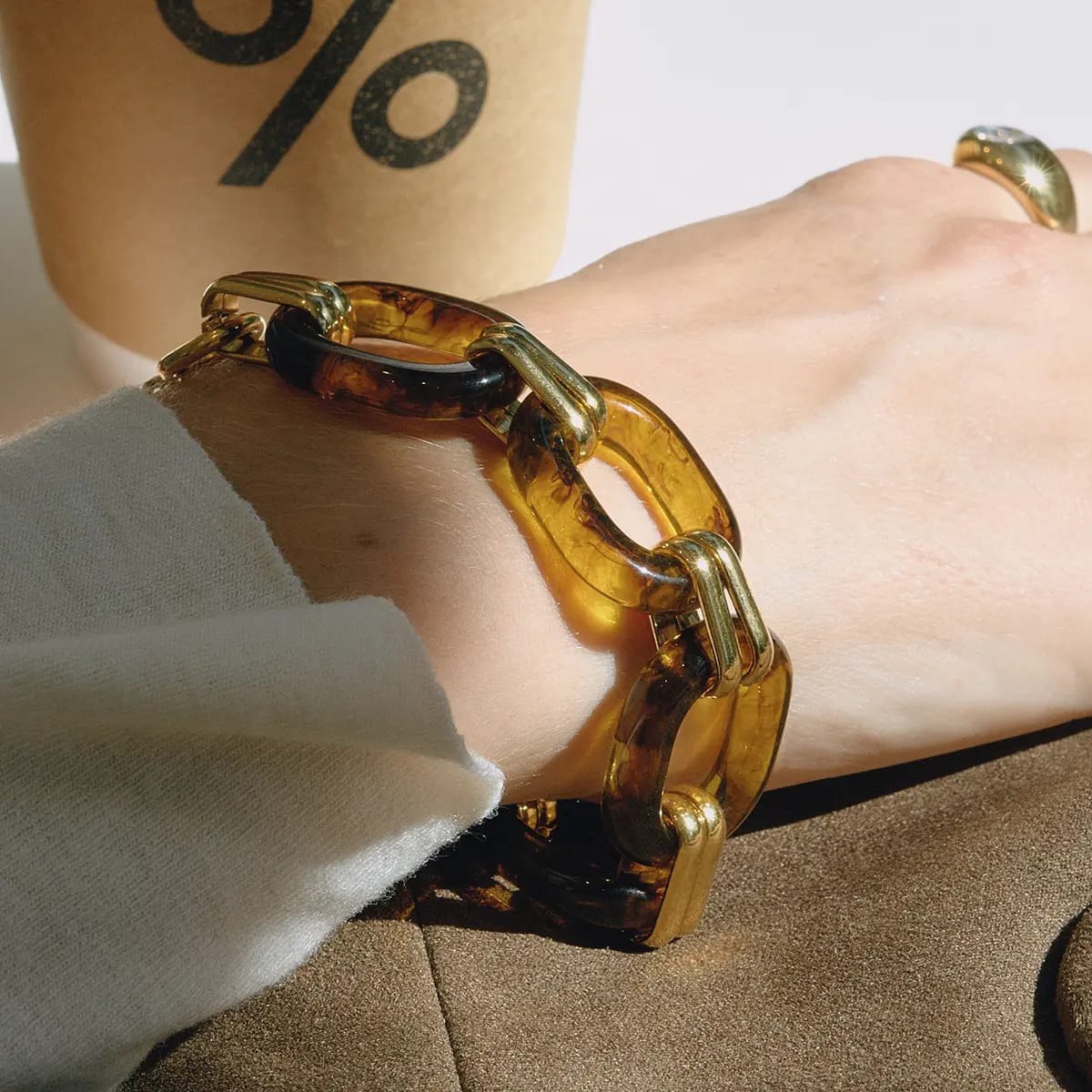 Brown Acrylic Gold Bracelet
