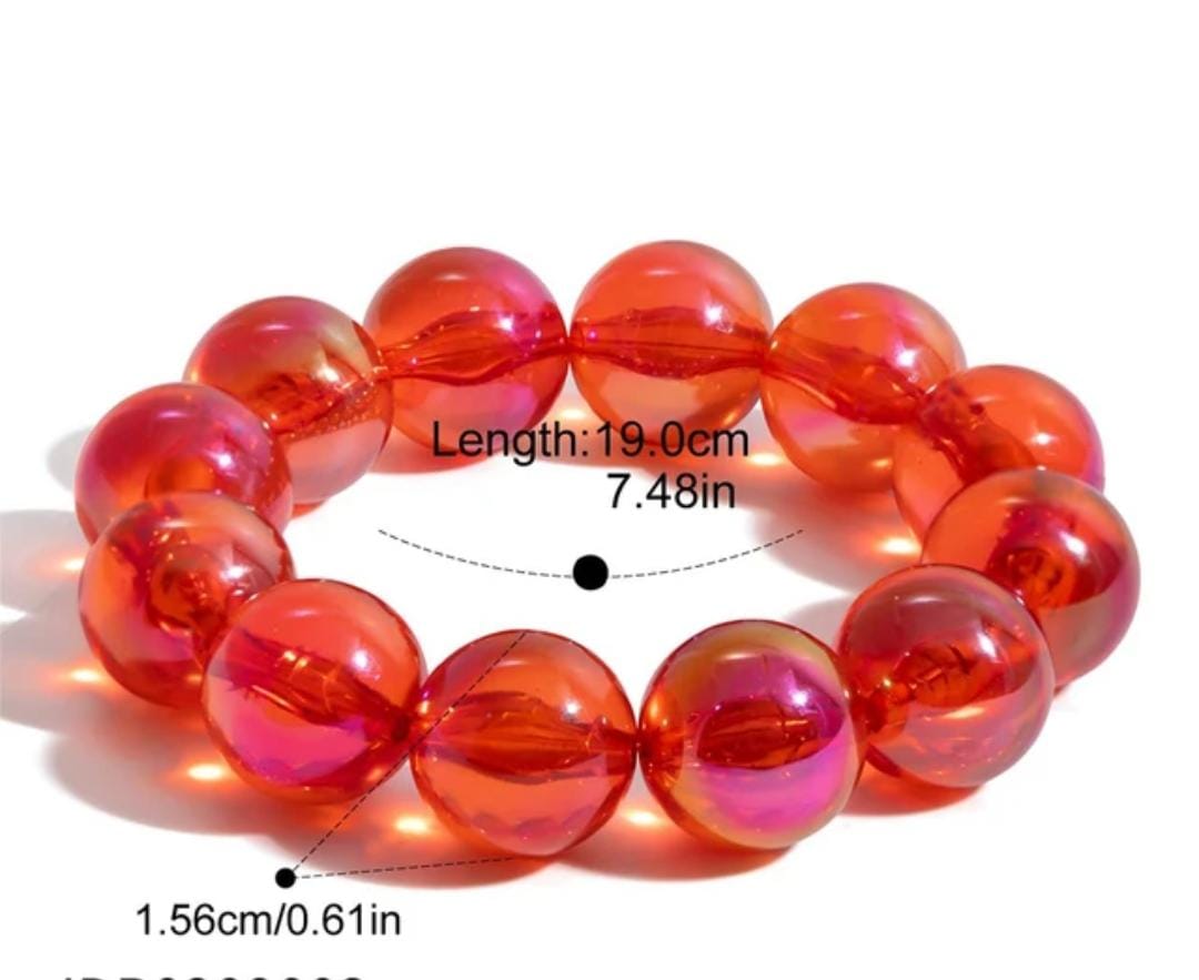 Pink Orange Beaded Bracelet