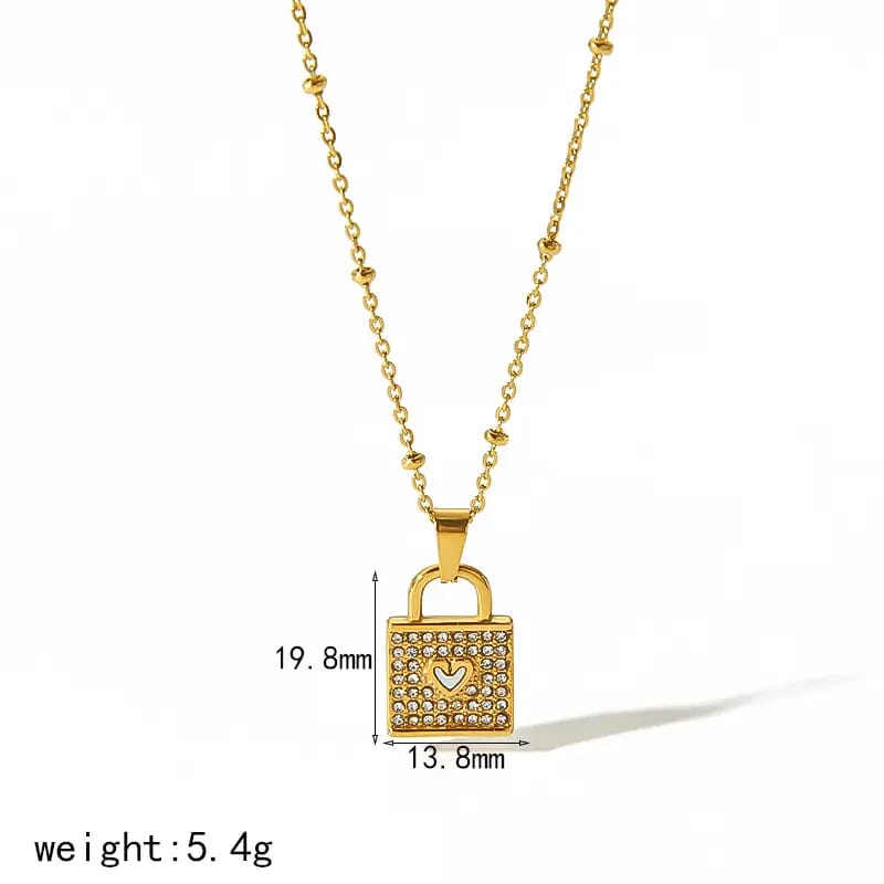 Love Lock Pendant Chain Necklace