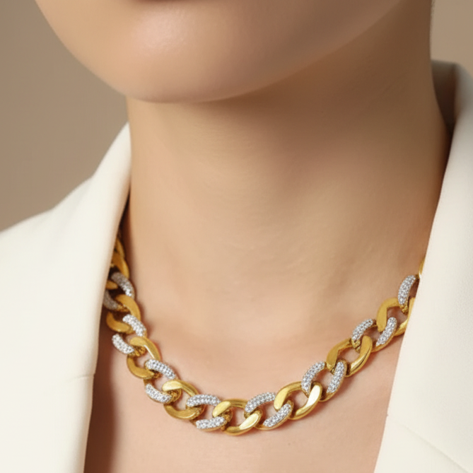 Dual Tone Link Chain Necklace