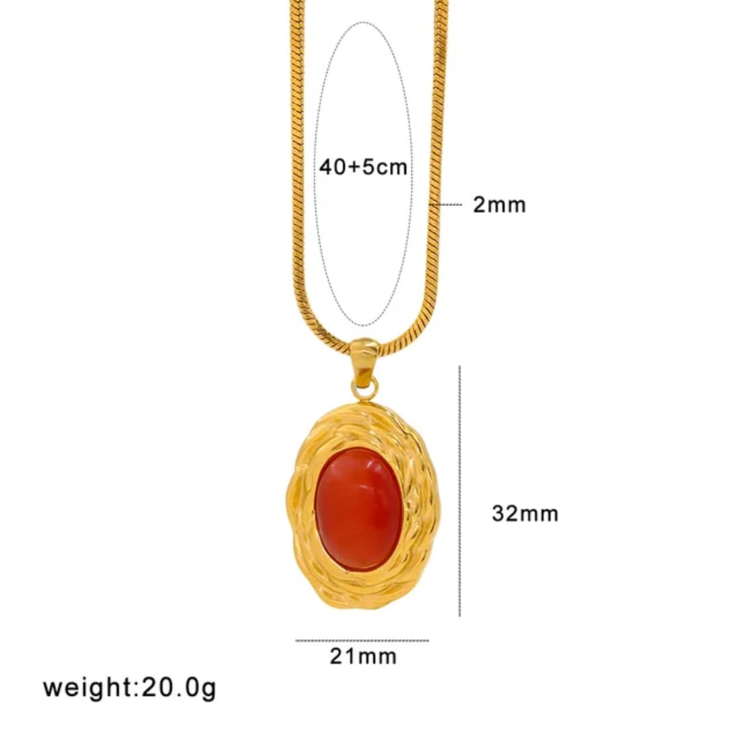 Orange Stone Chain Necklace