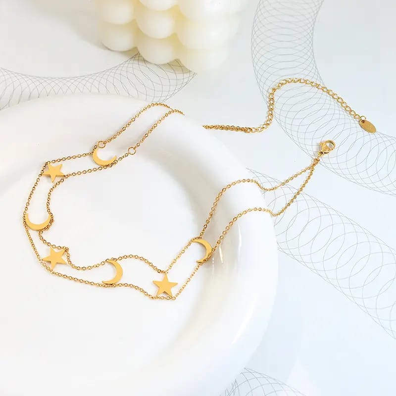 Star Moon Choker Necklace