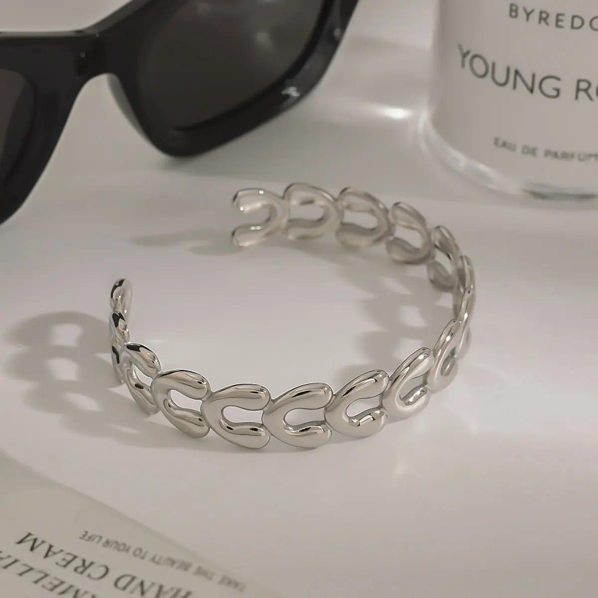 Heart Link Silver  Bracelet