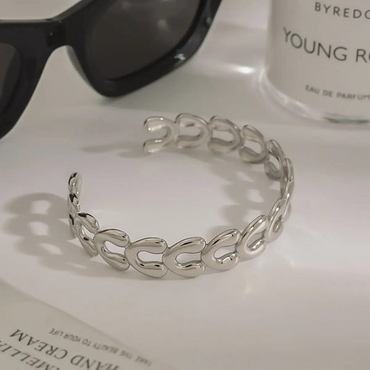 Heart Link Silver  Bracelet
