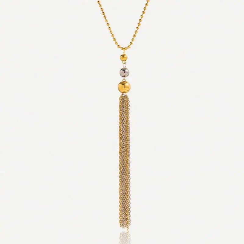 Dual Tone Tassel Chain Necklace