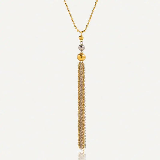 Dual Tone Tassel Chain Necklace