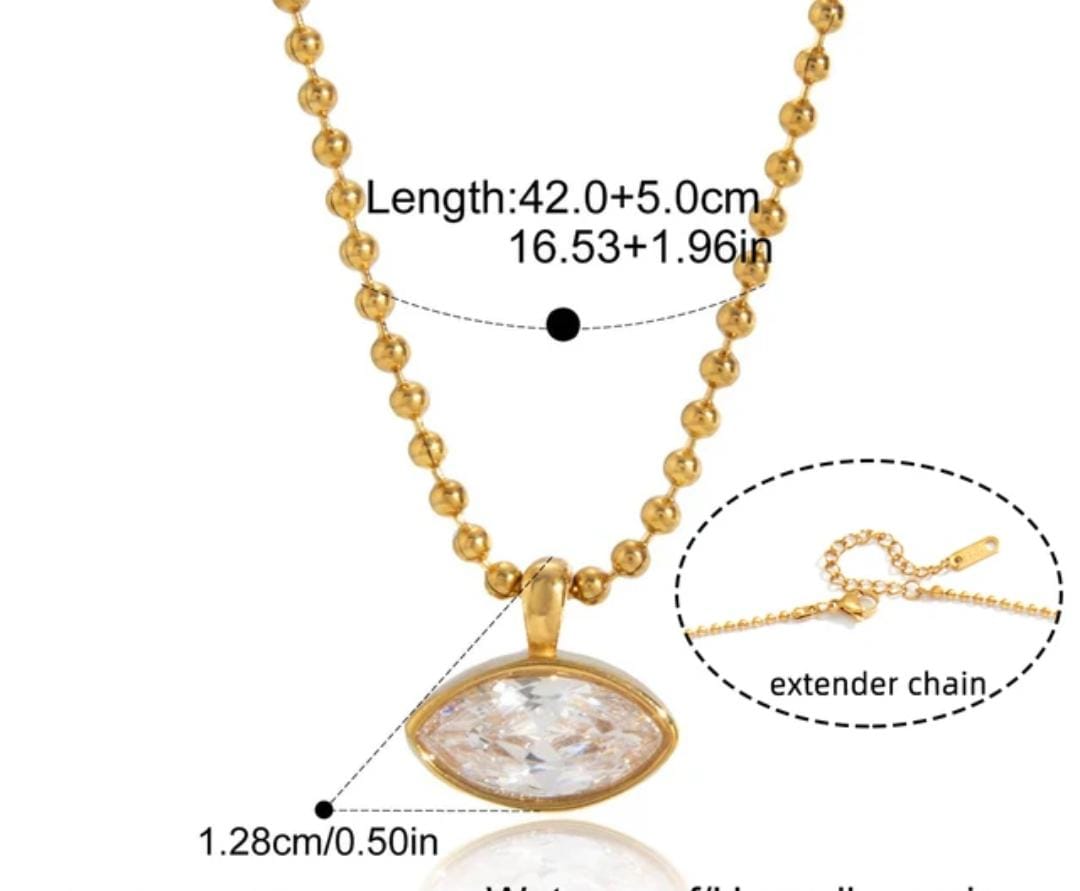 White Eye Chain Necklace