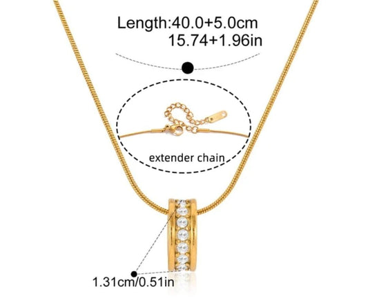 Zircon Studded Ring Chain Necklace
