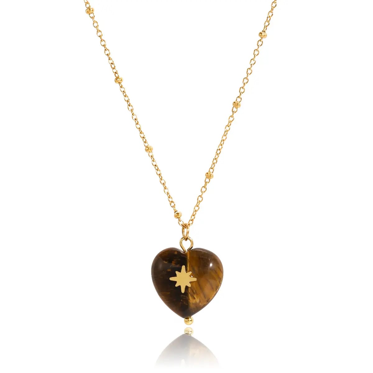 Tiger's Eye Heart Chain Necklace