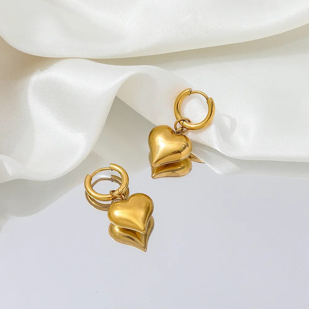 Gold Heart Hoop Earrings