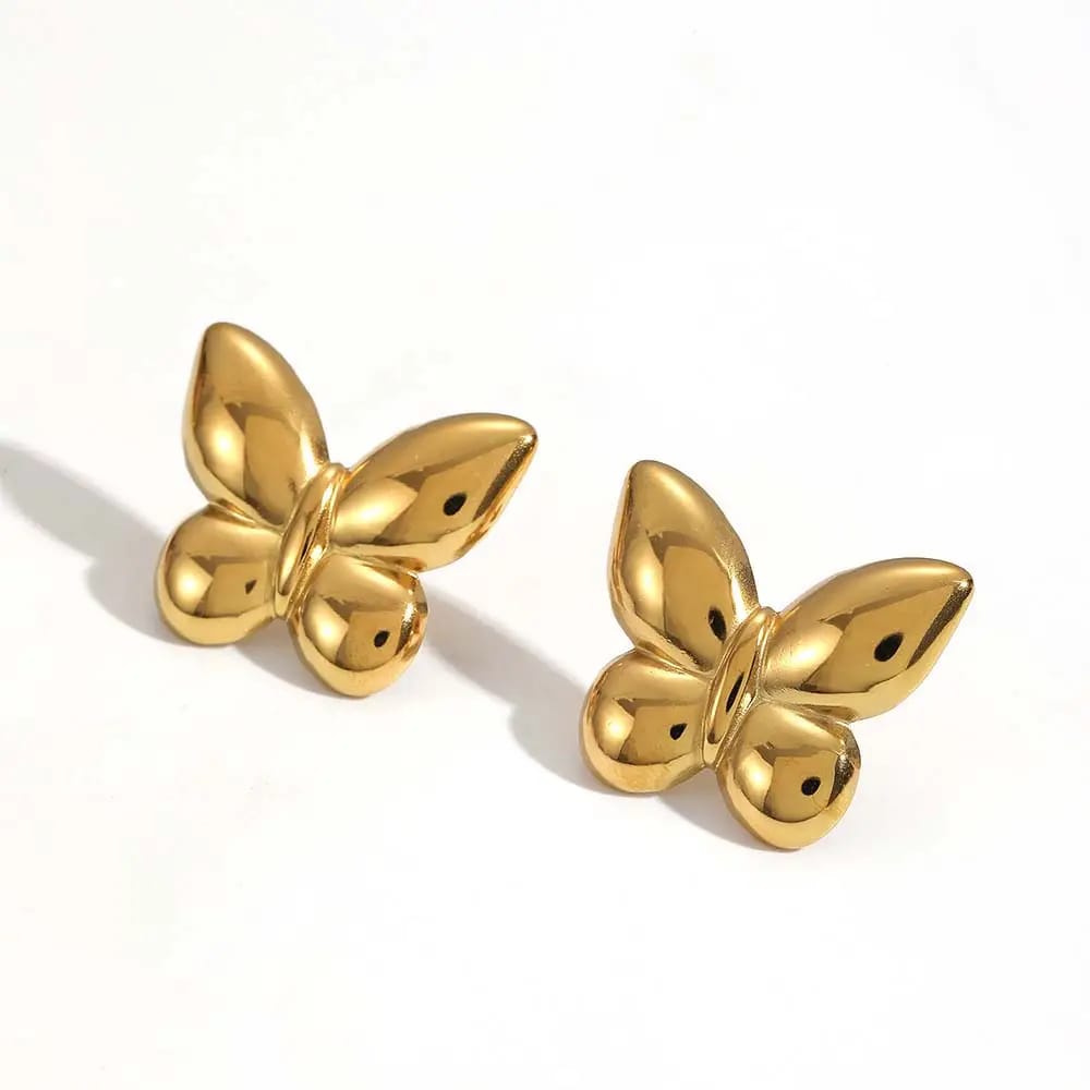 Gold Butterfly Studs Earrings