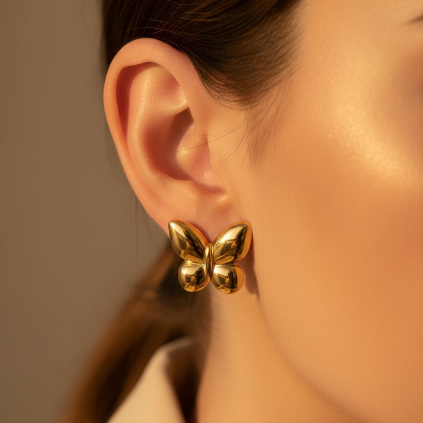Gold Butterfly Studs Earrings