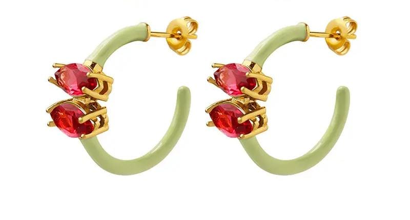 Neon Stone Hoops Earring