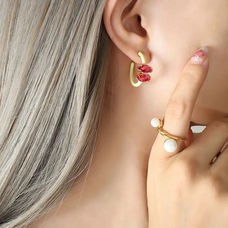 Neon Stone Hoops Earring