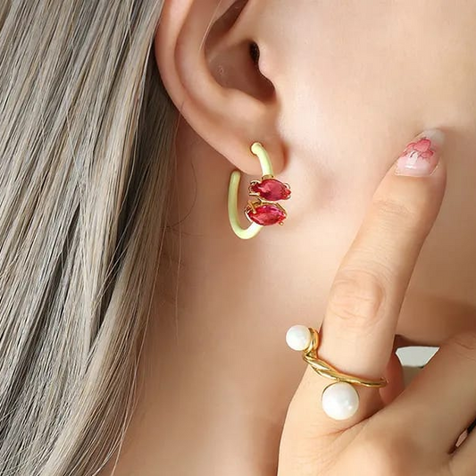 Neon Stone Hoops Earring
