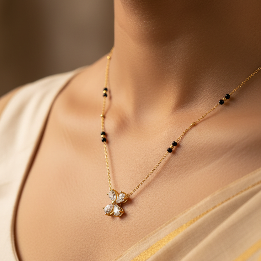 Antitarnish Sleek Flower Mangalsutra