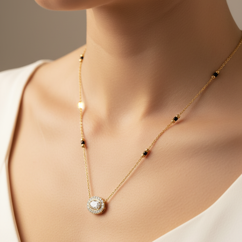 Antitarnish Sleek Diamond Mangalsutra