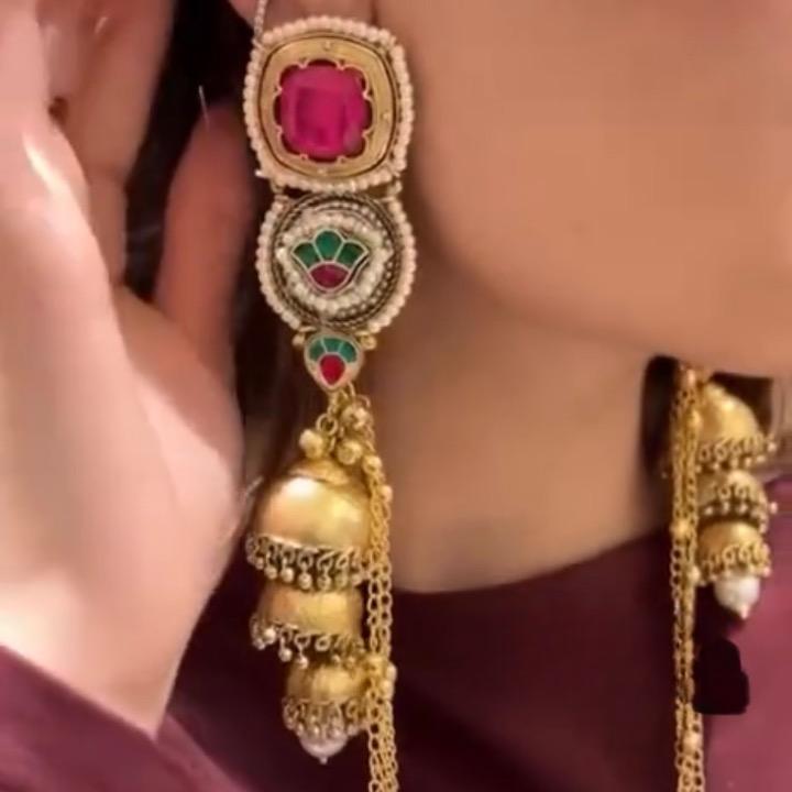 3 in 1 Kashmiri Jhumka Earrings