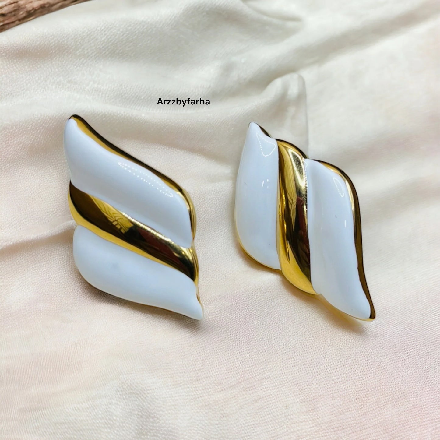 White Gold Leaf Studs Earrings